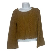Forever 21 Mustard Yellow Open-Knit Cropped Sweater With Bell Sleeves Si... - $14.00