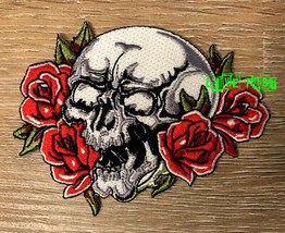 SKULL &amp; ROSES PATCH motorcycle biker vest tattoo art vintage rocker jack... - $5.99