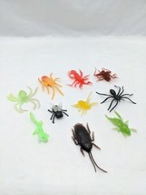 Lot Of (10) Rubber/Plastic Bug Toys 2-3&quot; Spider Fly Cricket Cockroach - £18.67 GBP