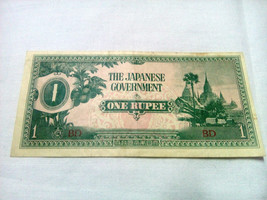 Burma Myanmar The Japanese Government 1 Rupee Japan Occupation - WWII 19... - $7.47