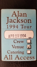 Alan Jackson - Vintage 1994 Rosemont, Illinois Original Cloth Backstage Pass - £10.93 GBP