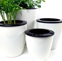 Mkono 3 Pack Self Watering Planter African Violet Pots Plastic White, Medium - £35.95 GBP