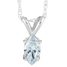 0.40 Ct Marquise Brilliant 14k White Gold Plated Solitaire Pendant 18&quot; Necklace - £36.75 GBP