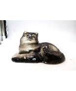 Vtg Cast Iron Cat Laying Down Orange Eyes Paperweight - €17,22 EUR