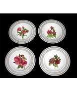 4 SAVINIO Fleur De Rouge Floral &amp; Gold Accents Wide Rimmed Soup Bowls NW... - $1,173.62 MXN