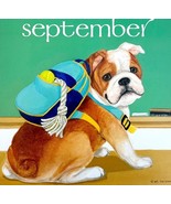 English Bulldog School September Dog Days Poster Calendar 14 x 11&quot; Art D... - $40.99 CAD