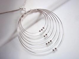 Multi Hoops with Mini Balls Pendant Sterling Silver Corona Sun Jewelry - £16.80 GBP