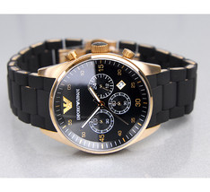 Armani Ar5905   Mens Chronograph Rose Gold Black Watch - £97.43 GBP