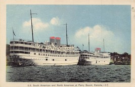 Parry Sound Ontario~Steamer Ships North &amp; South America~Tinted Photo Postcard - £7.28 GBP