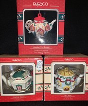 Vintage Teapots  Enesco Treasury Christmas Teapot Ornaments - $34.65