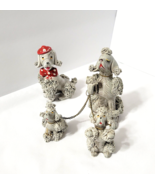 Lot Vtg Gray Spaghetti Poodles Mom w Chain Puppies + Grey Dog w Red Bow ... - £34.63 GBP