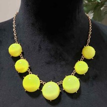 Womens Round Yellow Chunky Beaded &amp; Gold Tone Chain Necklace - £19.98 GBP