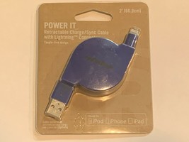 Blue 2-Foot Retractable Lightning Charger Cable Apple MFI Certified Made... - $14.99