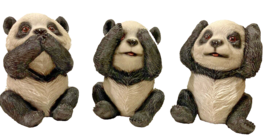 See Hear Speak No Evil Pandas Resin Figurines 6&quot; Panda Giftware Lot of 3 NEW - £23.77 GBP