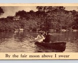 Couple on Canoe Ride By the Fair Moon Above I Swear 1909 Romance DB Post... - $3.91