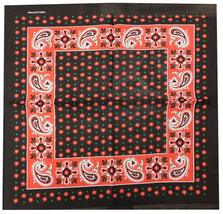 Paisley Small Floral Flower Red Black 22&quot;x22&quot; 100% Cotton bandana Scarf Head Wra - £2.90 GBP