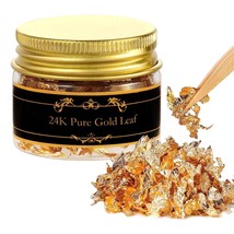 Edible Genuine Gold Leaf Flakes With Tweezers - 30Mg 24K Gold Leaf Decor... - £20.71 GBP