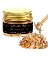 Edible Genuine Gold Leaf Flakes With Tweezers - 30Mg 24K Gold Leaf Decor... - £20.49 GBP