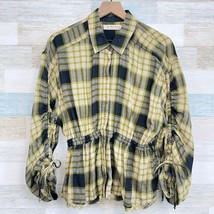 We The Free People Pacific Dawn Plaid Shirt Black Green Beige Womens Small - £35.49 GBP