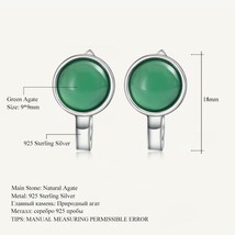 Solid Natural Green Agate Gemstone Earrings 925 Sterling Silver Green Onyx Simpl - £38.40 GBP