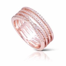 Criss Cross Stack Crystal Ring Rose gold Size 9 - £19.78 GBP