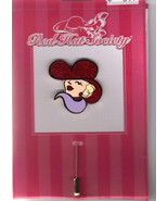 RED HAT SOCIETY Lady with Glittering Hat and Purple Scarf&quot; Pin - $92.79 MXN
