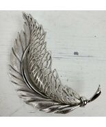 Vintage Mid Century Estate Metal Leaf Brooch Silver 2.75x1.5&quot; - €8,06 EUR