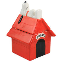 Gibson Peanuts Classic Snoopy Dog House Durastone 11.2in Cooke Jar in Red - $124.67