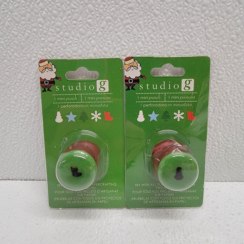 Studio G Mini Christmas Stocking And Snowman Punch For Paper Crafts - New - $19.70