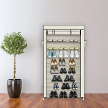 10 Tiers Shoe Rack with Dustproof Cover Closet Shoe Storage Cabinet Organizer - £34.78 GBP