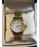 NEW* Seiko SNE058 Men's White Dial Stainless Steel Gold Tone Dress Watch - $195.00