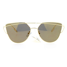Retro Moderne Sonnenbrille Damen Dünn Draht Metall Flacher Rahmen Spiegel Linse - £9.38 GBP