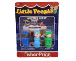 VINTAGE 1985 FISHER PRICE LITTLE PEOPLE AIRPORT CREW 3 FIGURES 0678 OPENED - $33.25