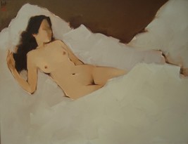 Nude 3, a 24&quot; heigh x 32&quot; commission original oil painting on canvas by ... - £158.49 GBP