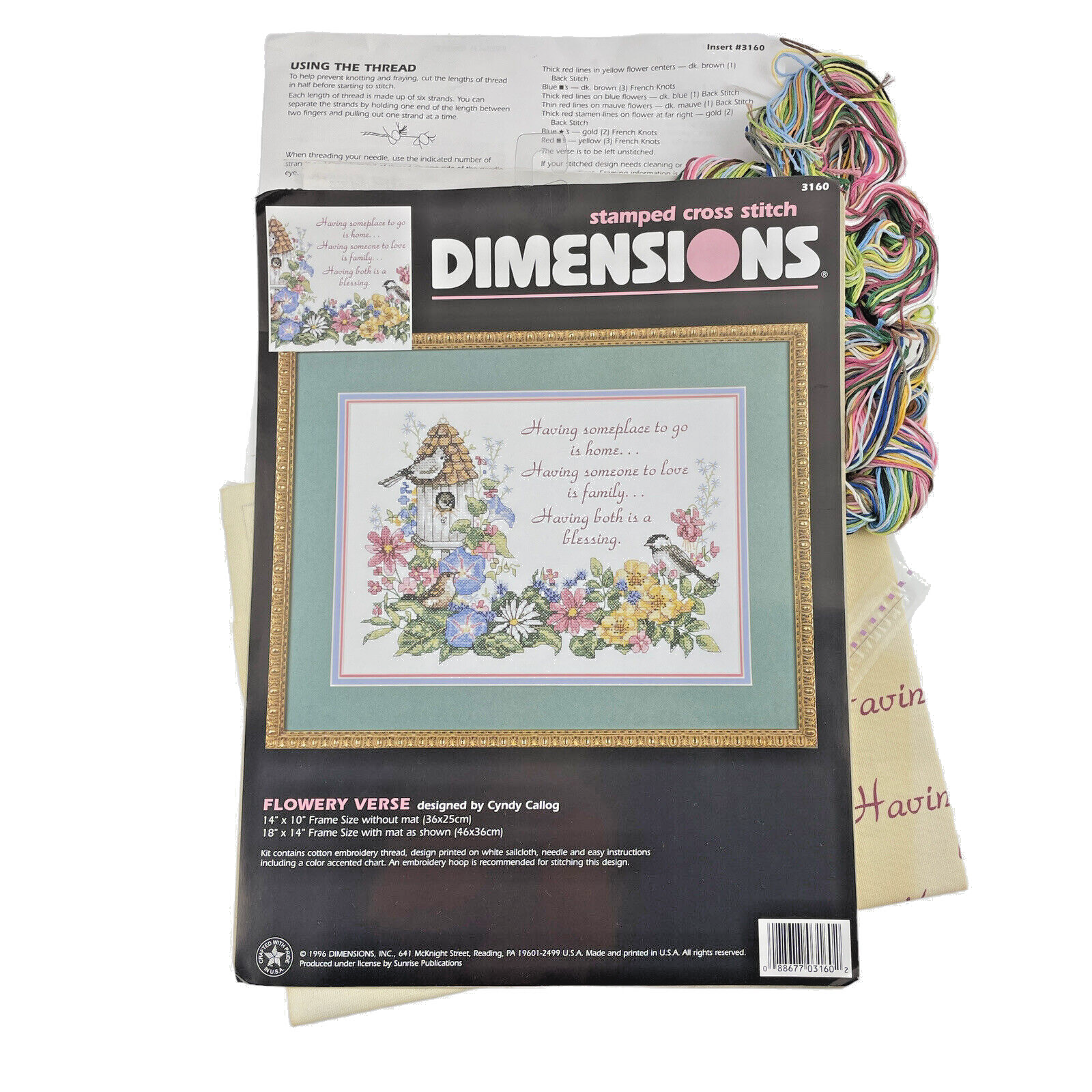 Dimensions Stamped Cross Stitch Flowery Verse Kit 3160 Bird House Family Love - $12.59