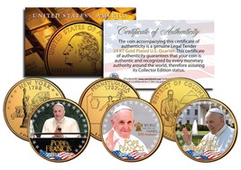 POPE FRANCIS *2015 U.S. Visit* 24K Gold Plated Quarters 3-Coin Set Philadelphia - £9.75 GBP