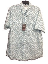 Wrangler Wrancher Shirt Mens White teal Paisley Pearl Buttons - $18.99