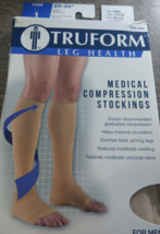 Truform 0865 Beige Firm Compression Below Knee Open Toe Stockings Size L... - £17.44 GBP