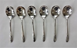 HOLMES EDWARDS INLAID silverplate ROMANCE flatware 6 GUMBO SOUP SPOONS - £37.26 GBP