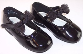NIB ESNY Girl&#39;s Black Patent Mary Janes Shoes with Bows, &quot;Lilly&quot;, Size 5M - £14.03 GBP