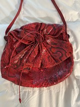 MINT STUNNING Carlos Falchi RED GENUINE SNAKE SKIN  SHOULDER BAG / HANDBAG - $1,483.02