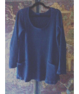 DARK BLUE Waffle Tunic, long sleeves, 20&quot; pit to pit, womens L / XL-exce... - $13.03 CAD