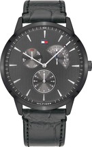 Montre pour homme Tommy Hilfiger bracelet en cuir à quartz cadran gris 44 mm ... - £81.35 GBP