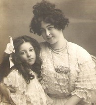 1907 Dancer Saharet W/Daughter Antique Rppc Real Photograph Edwardian Post Card - £23.52 GBP