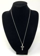 Sterling Silver Cross Necklace 18 in Chain, New - £14.95 GBP