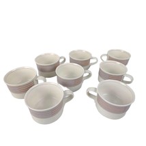 Vintage 80s Set 8 Mikasa Japan Tracings Intaglio Stoneware Mugs Coffee Tea Cups - £30.30 GBP