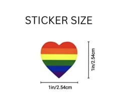 500 Gay Pride Stickers LGBTQIA Rainbow Heart Shape Adhesive 1 in x 1&quot; - £11.63 GBP