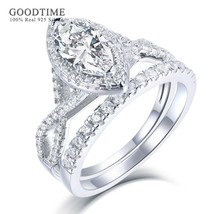 Luxury Ring For Women Pure 100% 925 Sterling Silver Horse Eye Shape Zirconia Rhi - £27.05 GBP