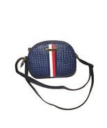 Tommy Hilfiger Crossbody Bag Logo Crescent Zippered Faux Leather Blue w ... - £32.50 GBP