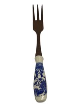 Vintage Blue Willow Serving Fork Wood Fork Ceramic Handle Asian Oriental - £5.69 GBP